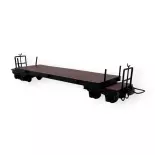 Wagon plat brun à bogies, avec manette de frein - Minitrains 5138 - HOe 1/87 - 2R