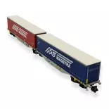 Wagon Porte-Conteneur Sggmrss90 "MAGETRA" bleu/rouge - REE MODELES NW-210 - N 1/160 - SNCF - V/VI