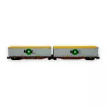 Vagón portacontenedores Sggmrss 90 Touax - Ree Models NW-209 - N 1/160 - SNCF - Ep V/VI - 2R