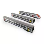 3 TER Burgundy coaches - Ls Models 41233DC - HO 1/87 - SNCF