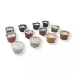 Lot de 12 poudres de différentes couleurs - Artitec 70.000 - HO 1/87   