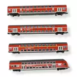  4 double-deck passenger coaches "FEX" - Fleischmann 881916 - DB AG - N 1/160th