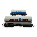 Lote de 2 vagones cisterna de gas Solvay & Löwen PULLMAN 36538 DB HO 1/87