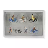 Set van 6 PREISER 10716 HO 1/87 fietsfiguren