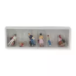 Set of 6 travellers with luggage PREISER 10784 - HO: 1/87