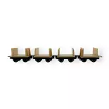 4 wagonnets à pâte à bois - Minitrains 5105 - HOe 1/87 - 2R