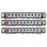 Set de 3 voitures voyageurs Vtu "TER Alsace" - LS Models 41209 - HO 1/87 - SNCF - Ep VI - 2R