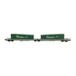 Set Wagon double porte-conteneurs articulés Fleischmann 825028 - DB-AG - N 1/160 -AAE