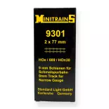 Lot 2 Gerade Schienen - 77MM - Minitrains 9301 - HOe: 1/87