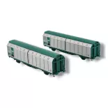 2 Hbbillns Hobbytrain sliding wall wagons H24682 - N 1/160 - SNCF