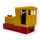 Locomotive diesel Plymouth châssis rouge, superstructure jaune - Minitrains 2055 - HOe 1/87
