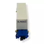Wagon porte-conteneur 60' "EL MOSCA" Bleu Arnold HN6594 COMSA - N 1/160 - EP VI