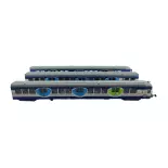 Set of 3 "Transilien" RIB passenger cars JOUEF S4159 SNCF HO 1/87 EP IV-V