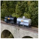 Set of 2 Tank Wagons - SNCF - SHELL - Metal and Black - REE MODELES WB706 - HO : 1/87