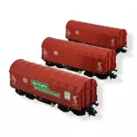 Set of 3 sliding tarpaulin wagons - Fleischmann 6660014 - N 1/160 - DB AG
