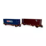 Set di 2 carri container CMA/CGM - MFTRAIN N33377 - N 1/160 - SNCF - Ep V - 2R