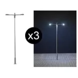 Set of 3 double floor lamps with LED - HO 1/87 - Faller 180103