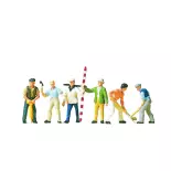 Pack de 6 Ouvriers - Figurine - PREISER 10030 - Échelle HO : 1/87ème