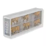 Pack of 6 brown cows PREISER 79229 N 1/160