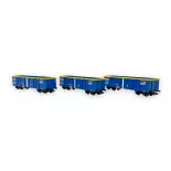 Coffret de 3 Wagons Tombereaux Type Eamnos - JOUEF HJ6293 - HO 1/87 - SNCF - EP VI