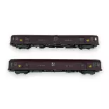 Lote de 2 postcars PA UIC marrones - LSModels 40443 - SNCF - HO : 1/87 - EP IV