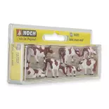 Pack of 7 brown and white cows NOCH 15723 - HO : 1/87th