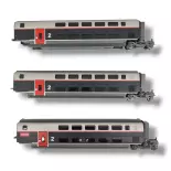 Set 3 voitures complémentaires TGV Lyria 2nd classe - Jouef HJS3013 - SNCF - 2R - EP