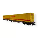 Wagon Sggmrss 90 TOUAX + 2 Conteneurs 45’ DHL - REE MODÈLES NW-236 - N 1/160 - SNCF - VI