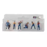 Set of 6 SAI 337 car mechanics - HO : 1/87