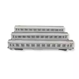 Set 3 voitures voyageurs DEV Inox Arnold HN4335 - N 1/160 - SNCF - EP III