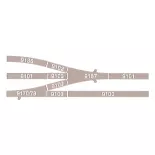 Niet-gepolariseerde drievoudige schakelaar - 111 mm & 15° Fleischmann 9157 code 80 - N 1/160