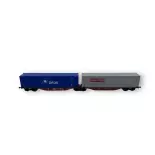 Container wagon type Sggmrss 90, Touax, DFDS & Van Dijk - Acme 40387 - HO 1/87 - AAE - Ep VI - 2R