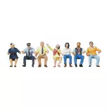 7 Figurines assises PREISER 10406 - HO 1:87 - personnel transport en commun