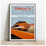 Poster TGV Record 1981 - A2 42.0 x 59.4 cm - Paris-Sud-Est - 800Tonnes - SNCF - 380 km/h