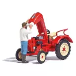 Porsche tractor with raised bonnet and mechanic - Busch 7882 - HO : 1/87