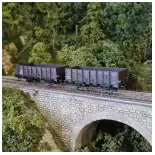 Set of 2 OCEM 19 Gondola Wagons - REE Models WB836 - HO 1/87 - SNCF - EP III
