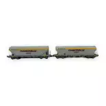 Set of 2 S.H.G.T. silo wagons Roquette - ARNOLD HJ6269 - HO 1/87 SNCF - EP IV