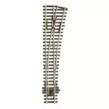 Aiguillage à droite 12° Peco SLE95 Electrofrog 219 mm code 100 - R 914 mm - HO 1/87