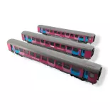 Set 3 Voitures Voyageurs Vtu "Ouigo" Ls Models 40994 - HO 1/87 - SNCF - EP VI