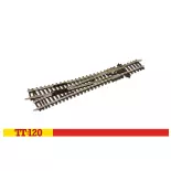 Pointe droite 166 mm 15° 631 mm - Hornby TT8009 - 1/120