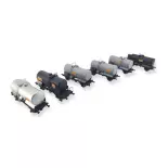 Set of 6 OCEM SHELL tank wagons - Ree Models WB-722 - HO 1/87 - SNCF - Ep III