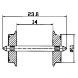 Pair of 11mm diameter axles for alternating current - Roco 40183 - HO 1/87 - 3R