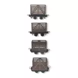 Set of 4 wooden freight cars Minitrains 5187 - HOe 1/87