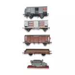 Set of 4 freight cars ACME 45120 - HO 1/87 - FS - EP III