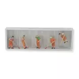 5 éboueurs en tenu orange PREISER 10713 HO 1/87