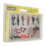 Pack of 6 builders with numerous accessories NOCH 15111 - HO: 1/87th