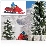 Red snow scooter / snowmobile with driver BUSCH 7818 HO 1/87