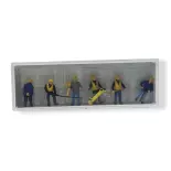 Pack de 6 Personnages - Groupe de maintenance - Figurine - PREISER 10035 - Échelle HO : 1/87ème