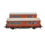 Set 2 JOUEF 6224 "CNC Kargo70" container wagons - HO 1 : 87 - SNCF - EP IV