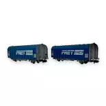 Set de 2 wagons bâchés à 2 essieux type K70 Kils, livré bleu, « FRET » - Arnold HN6696 - N 1/160 - SNCF - Ep IV/V - 2R